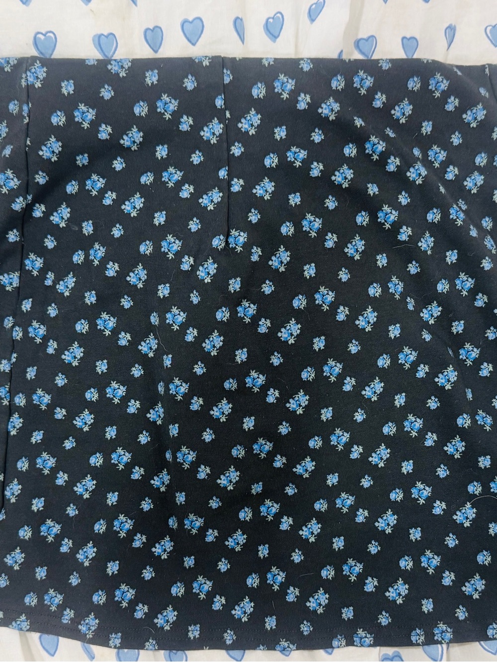 American Eagle Outfitters Black Mini Skirt with Blue Floral Print